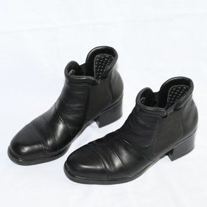 Rieker Chelsea Black Leather Block Heel Ankle Boots Booties Women's EU 40 US 8.5